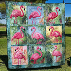 Affectionate Flamingo Quilted Blanket printed blanket
