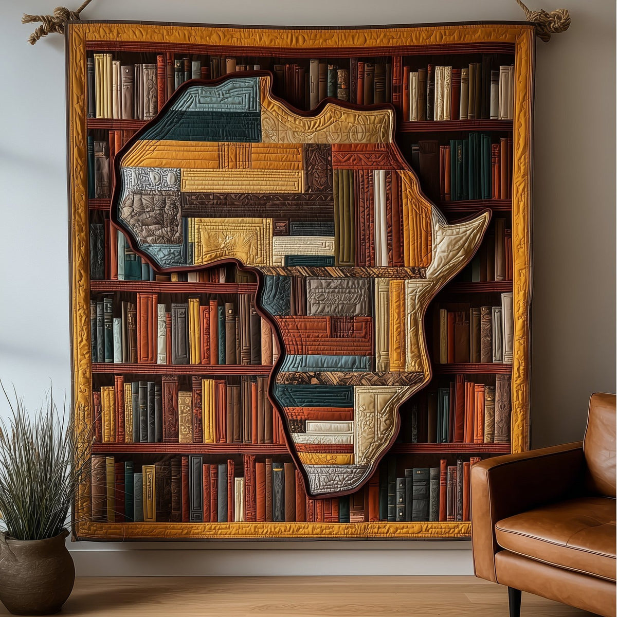 Africa Bookshelf Quilted Blanket printed blanket
