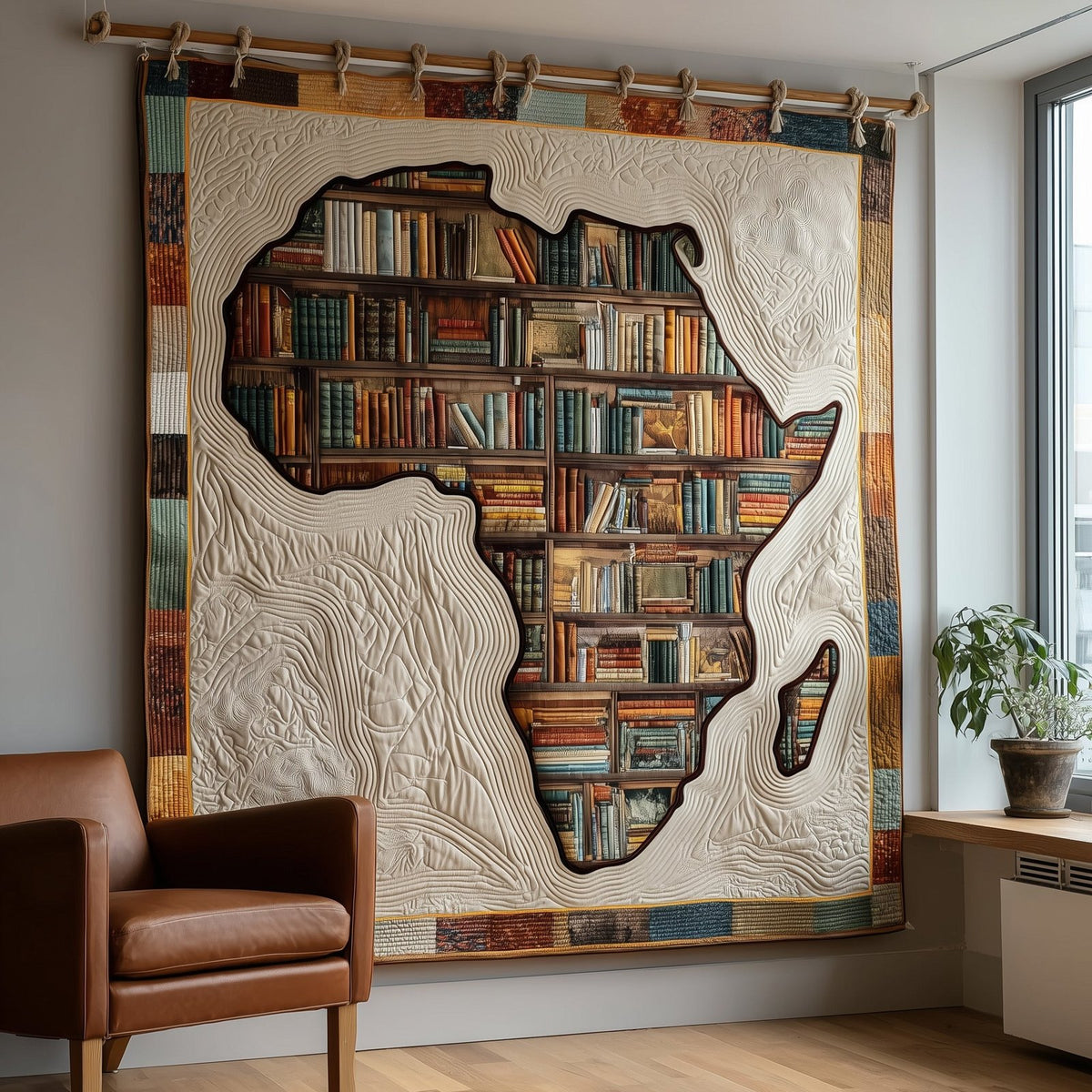 Africa Bookshelf Quilted Blanket printed blanket