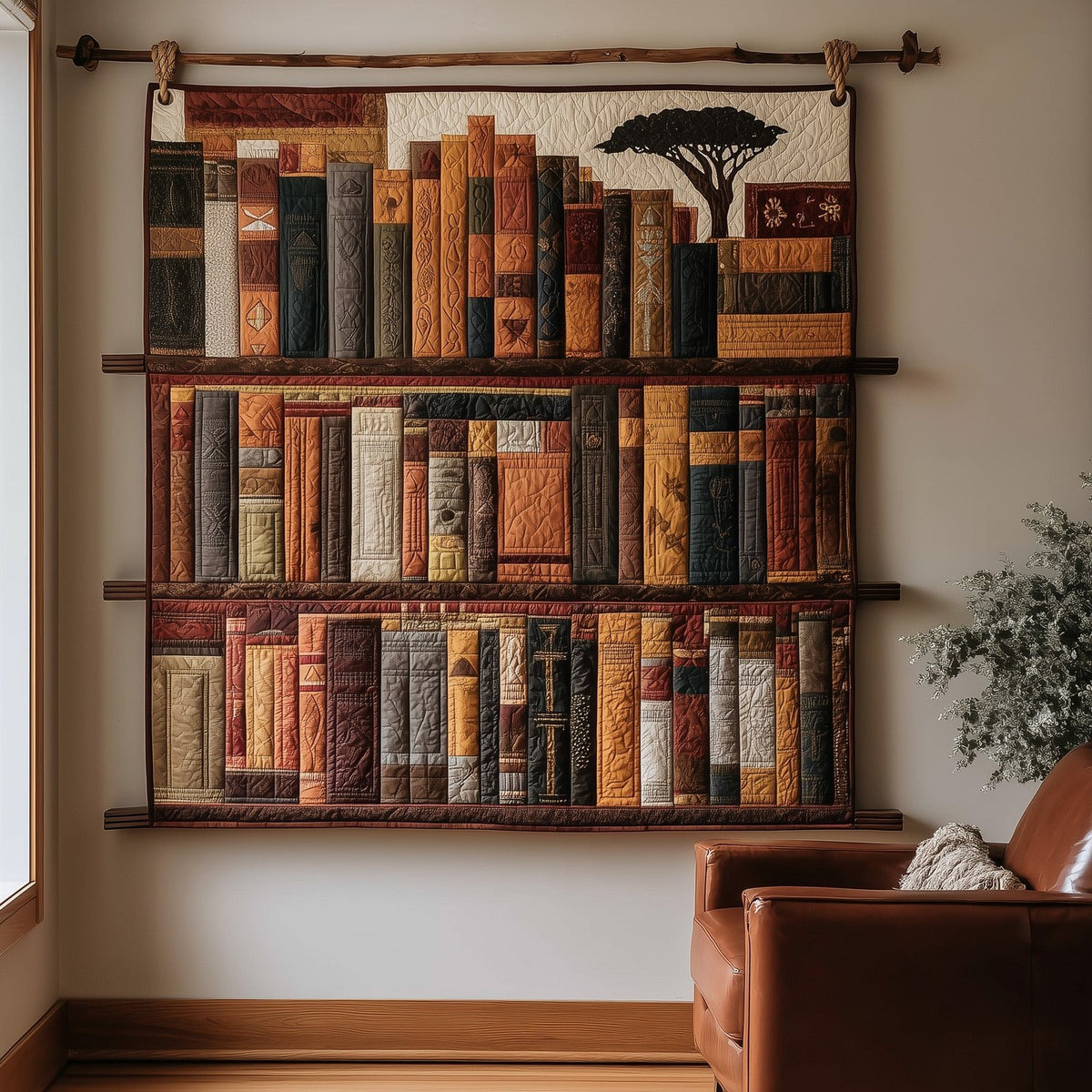 Africa Bookshelf Quilted Blanket printed blanket