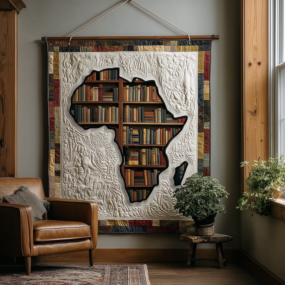 Africa Bookshelf Quilted Blanket printed blanket