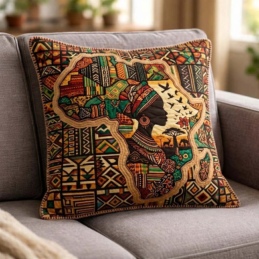 Africa Legacy Quilted Cushion Cover printed cushion cover