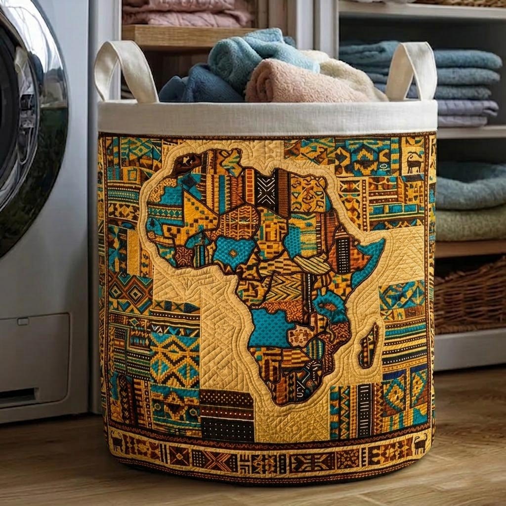 Africa Legacy Quilted Laundry Hamper printed laundry hamper
