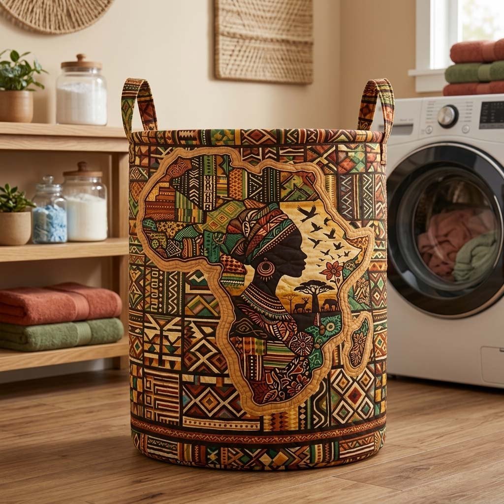 Africa Legacy Quilted Laundry Hamper printed laundry hamper