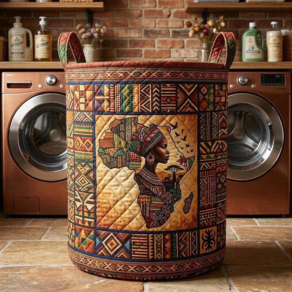 Africa Legacy Quilted Laundry Hamper printed laundry hamper