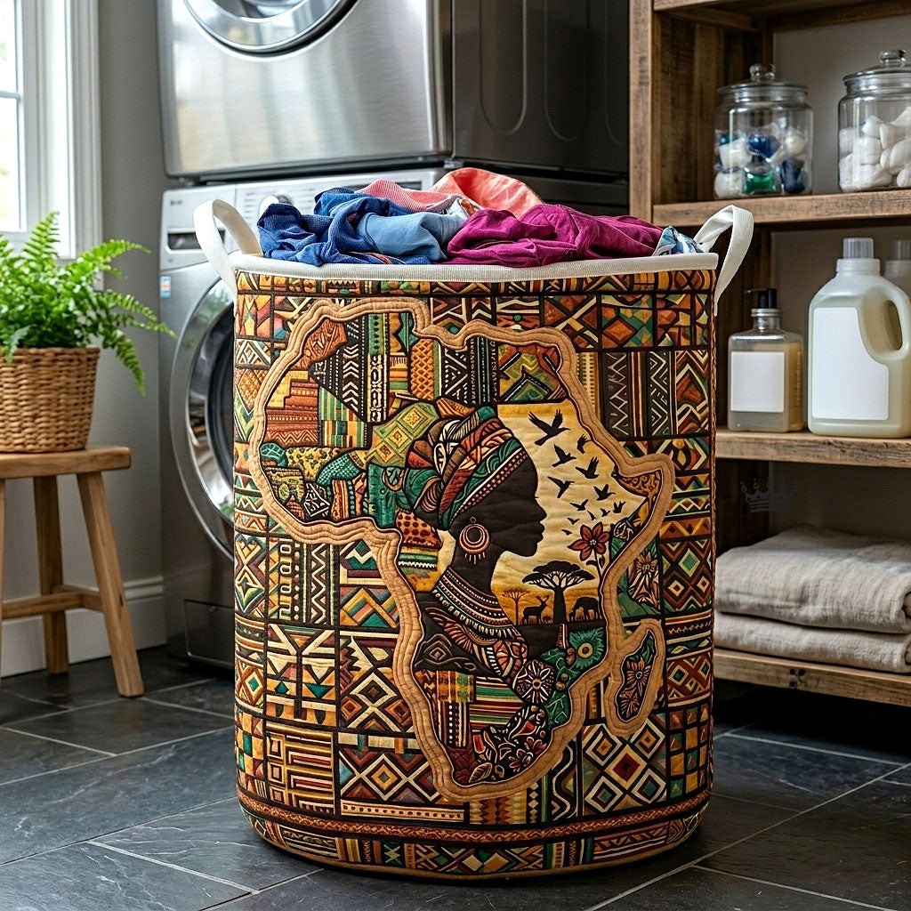 Africa Legacy Quilted Laundry Hamper printed laundry hamper