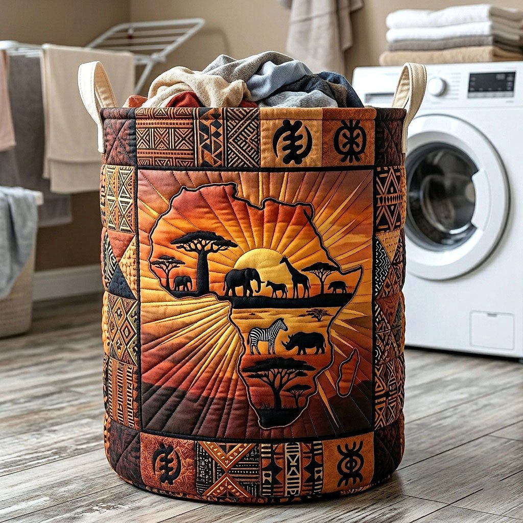 Africa Legacy Quilted Laundry Hamper printed laundry hamper