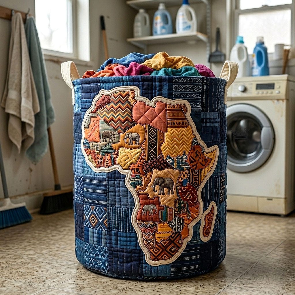 Africa Legacy Quilted Laundry Hamper printed laundry hamper
