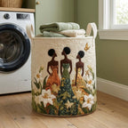 African Blossom Muse Quilted Laundry Hamper printed laundry hamper