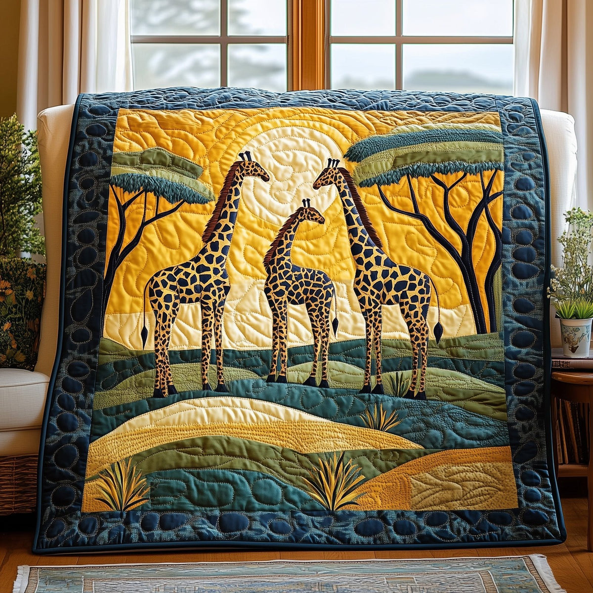 African Dreamscape Quilted Blanket printed blanket