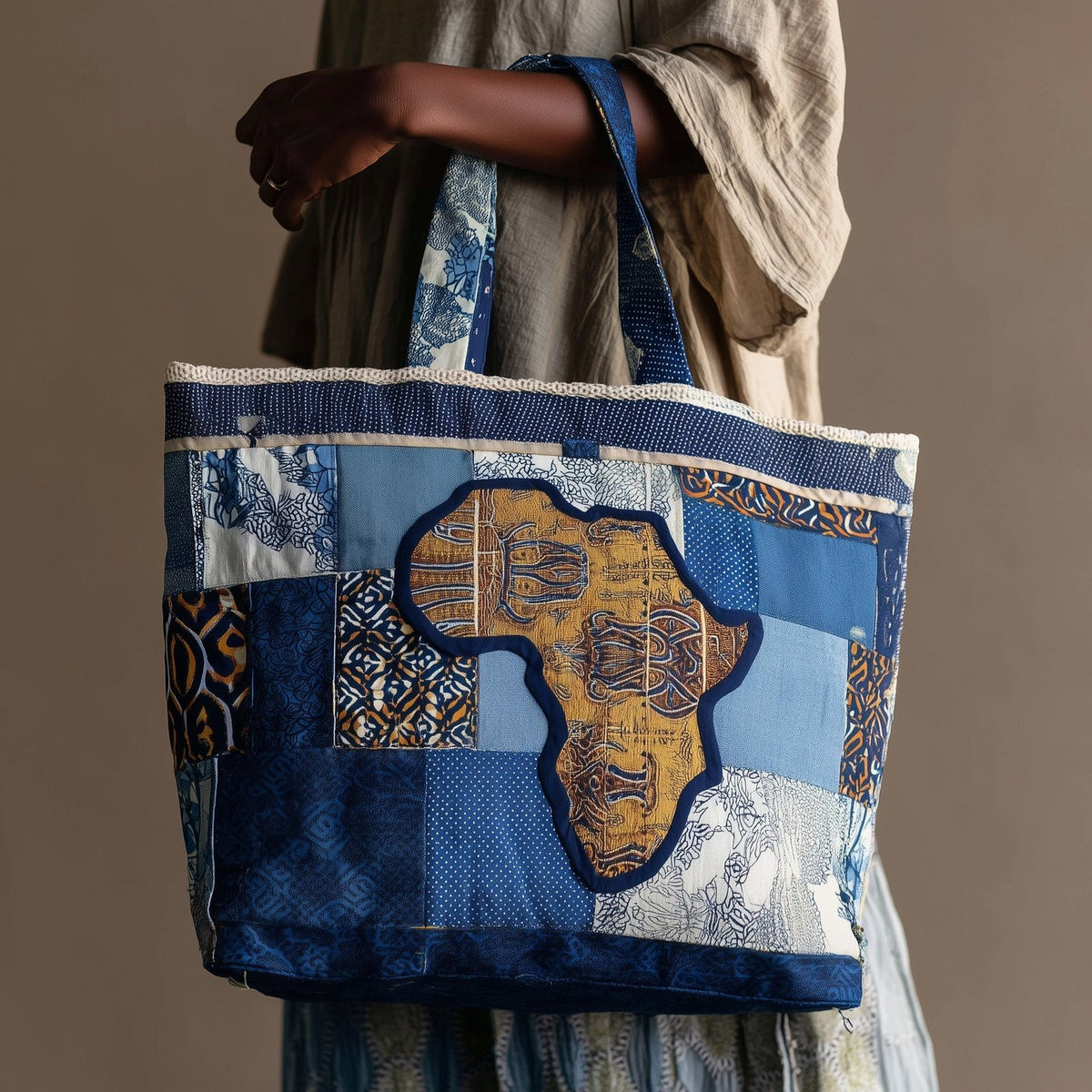 African Proud Quilted Tote Bag printed tote bag