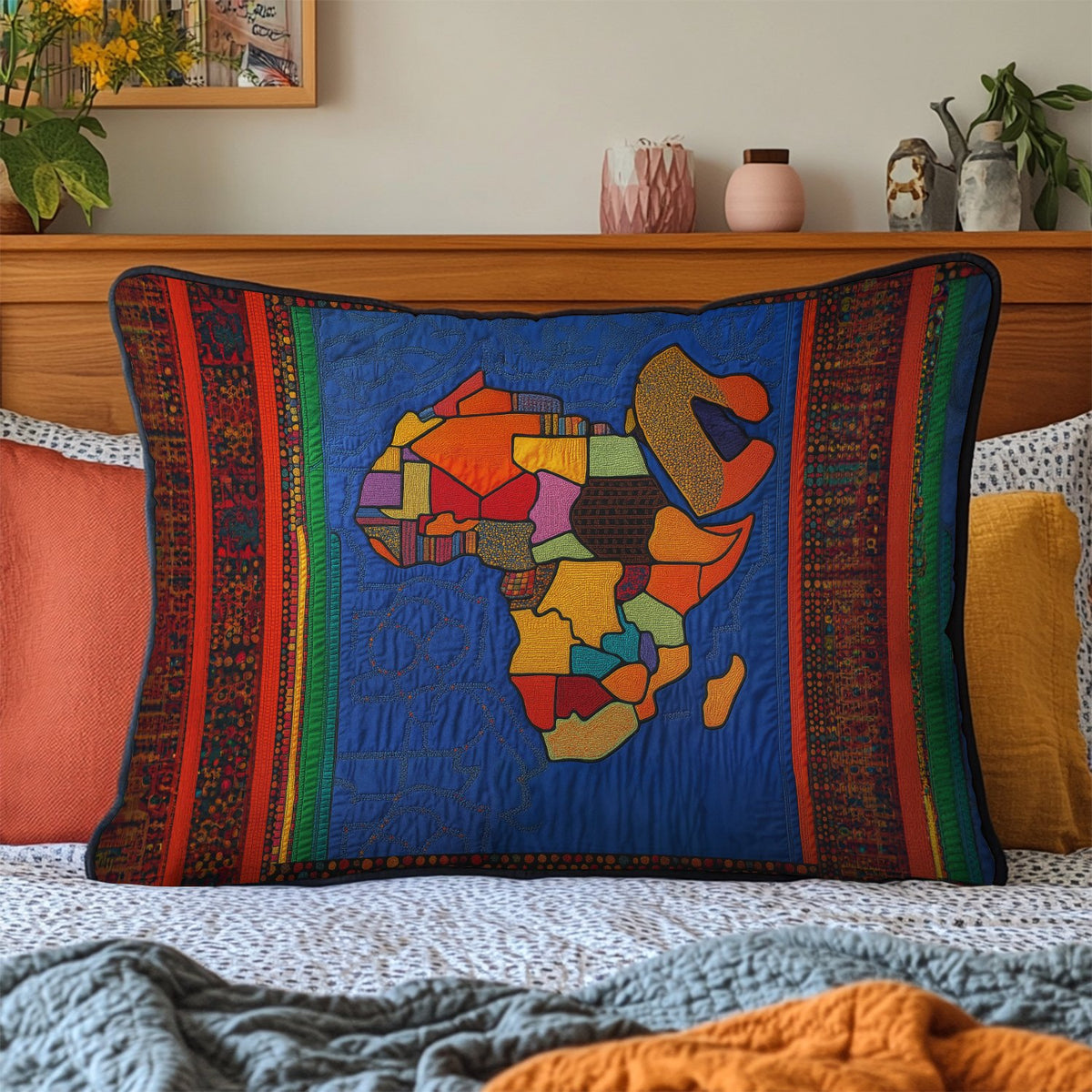 African Roots Quilted Bedding Cushion Cover printed cushion cover