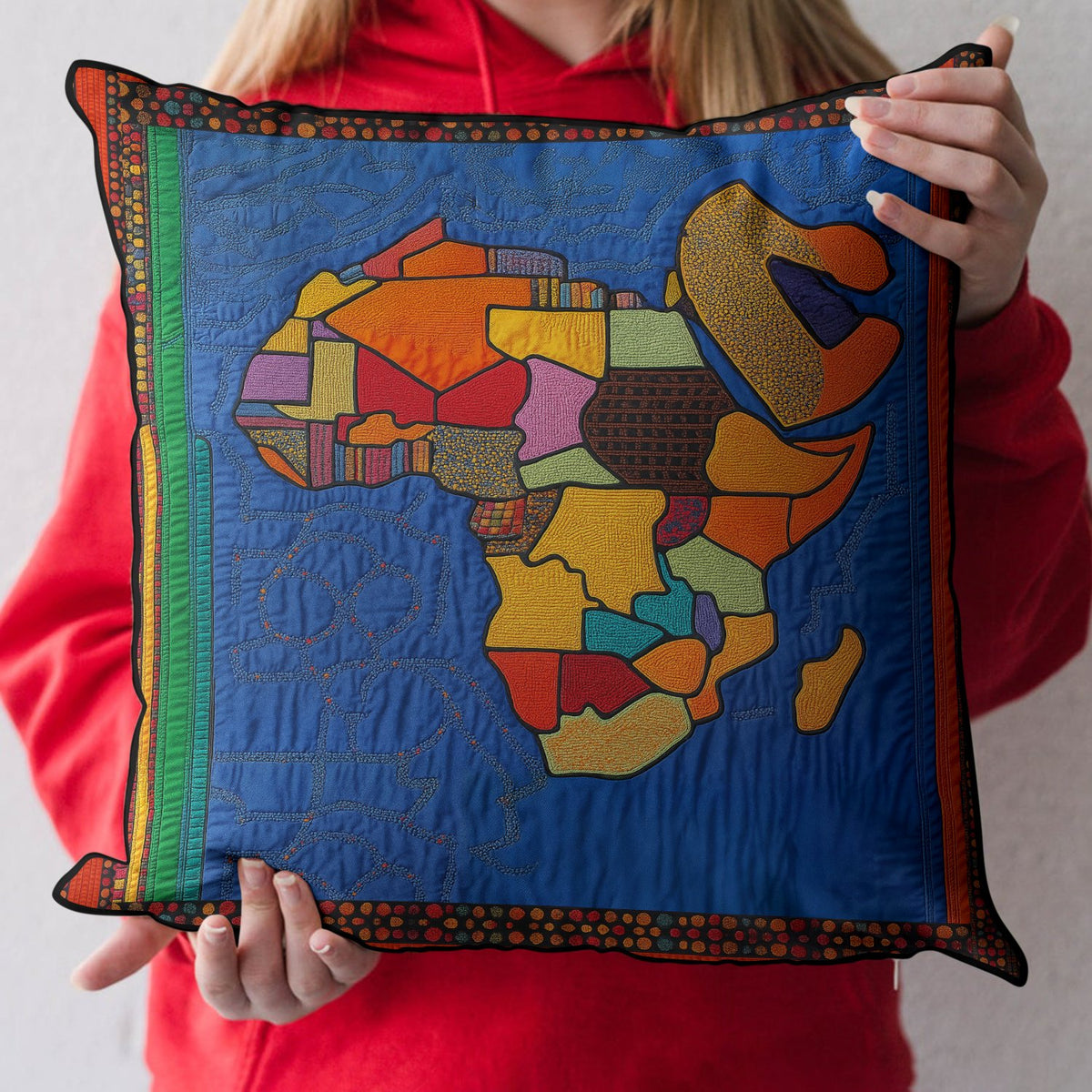 African Roots Quilted Cushion Cover printed cushion cover