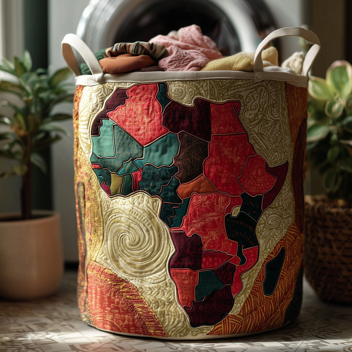 African Roots Quilted Laundry Hamper printed laundry hamper