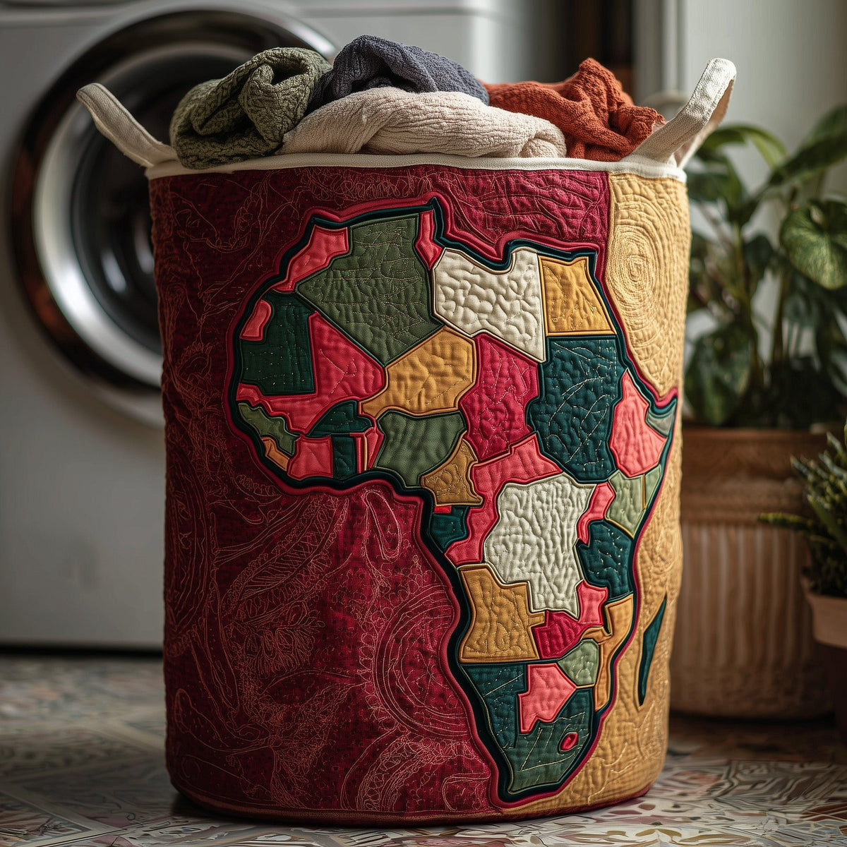 African Roots Quilted Laundry Hamper printed laundry hamper