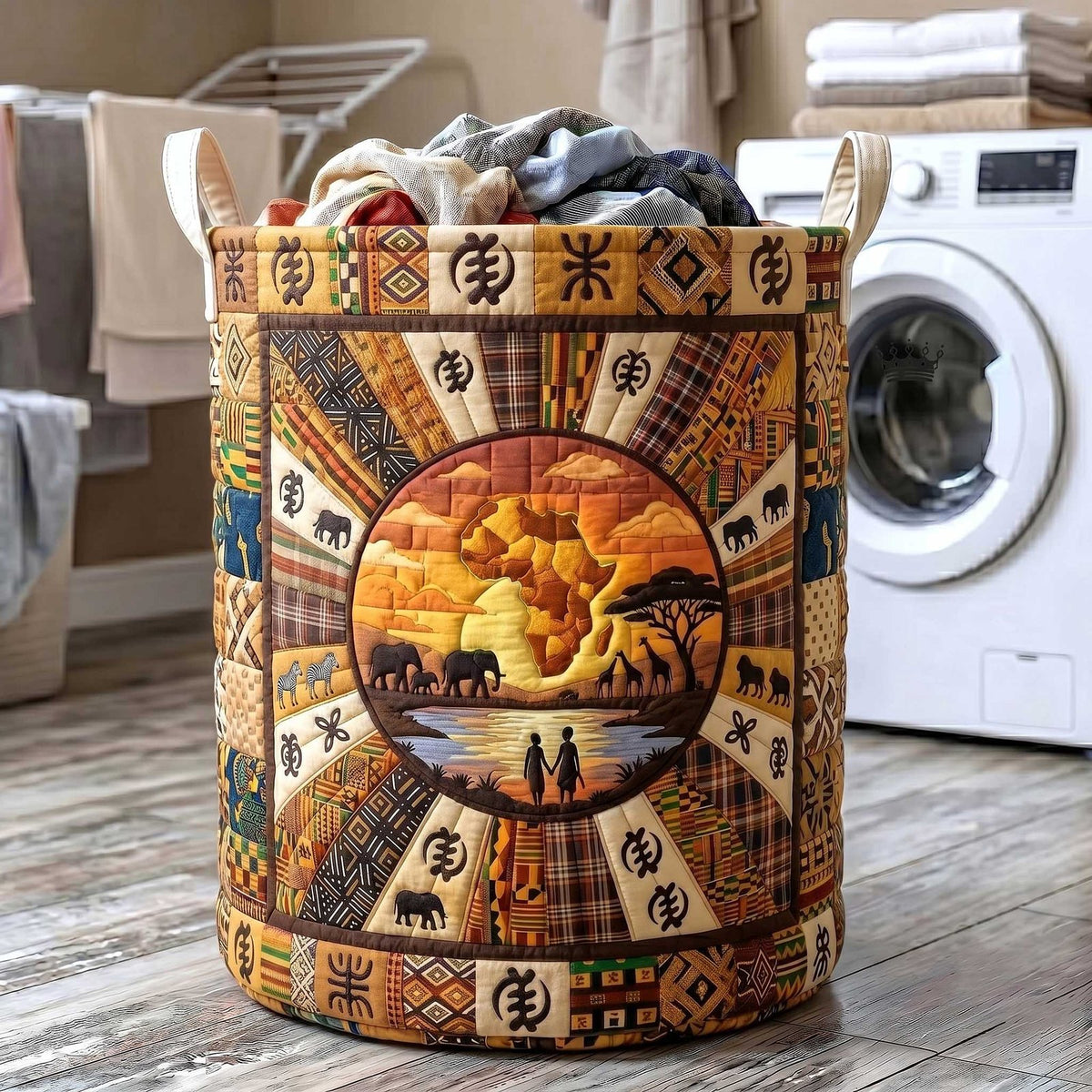 African Roots Quilted Laundry Hamper printed laundry hamper