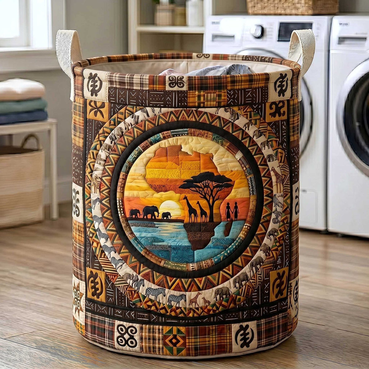 African Roots Quilted Laundry Hamper printed laundry hamper