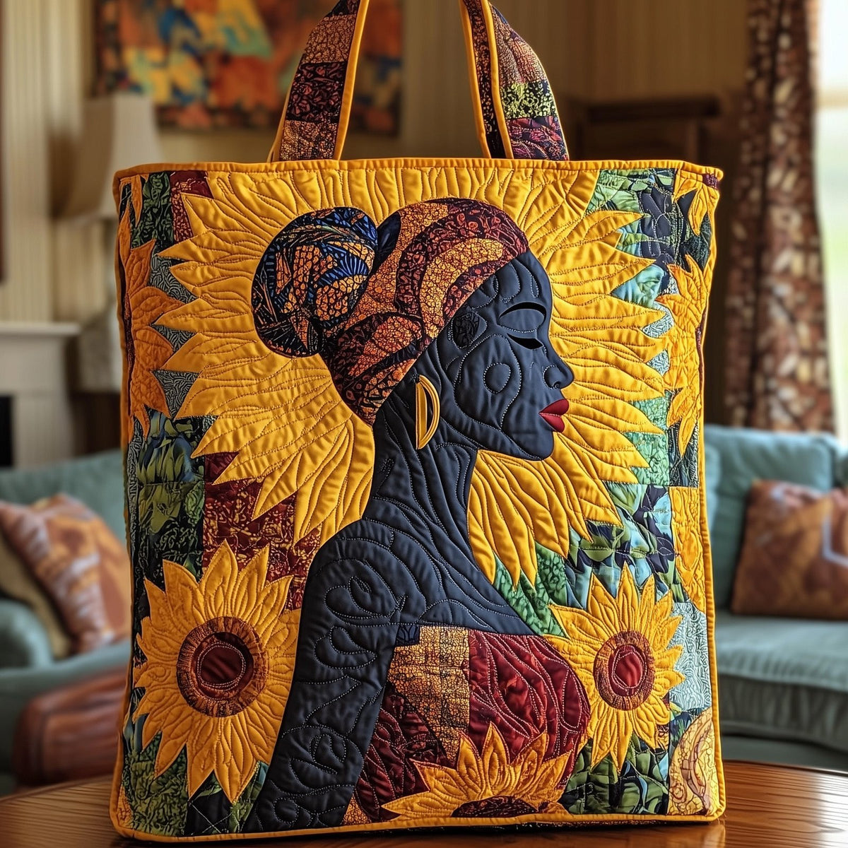 African silhouettes Quilted Tote Bag printed tote bag