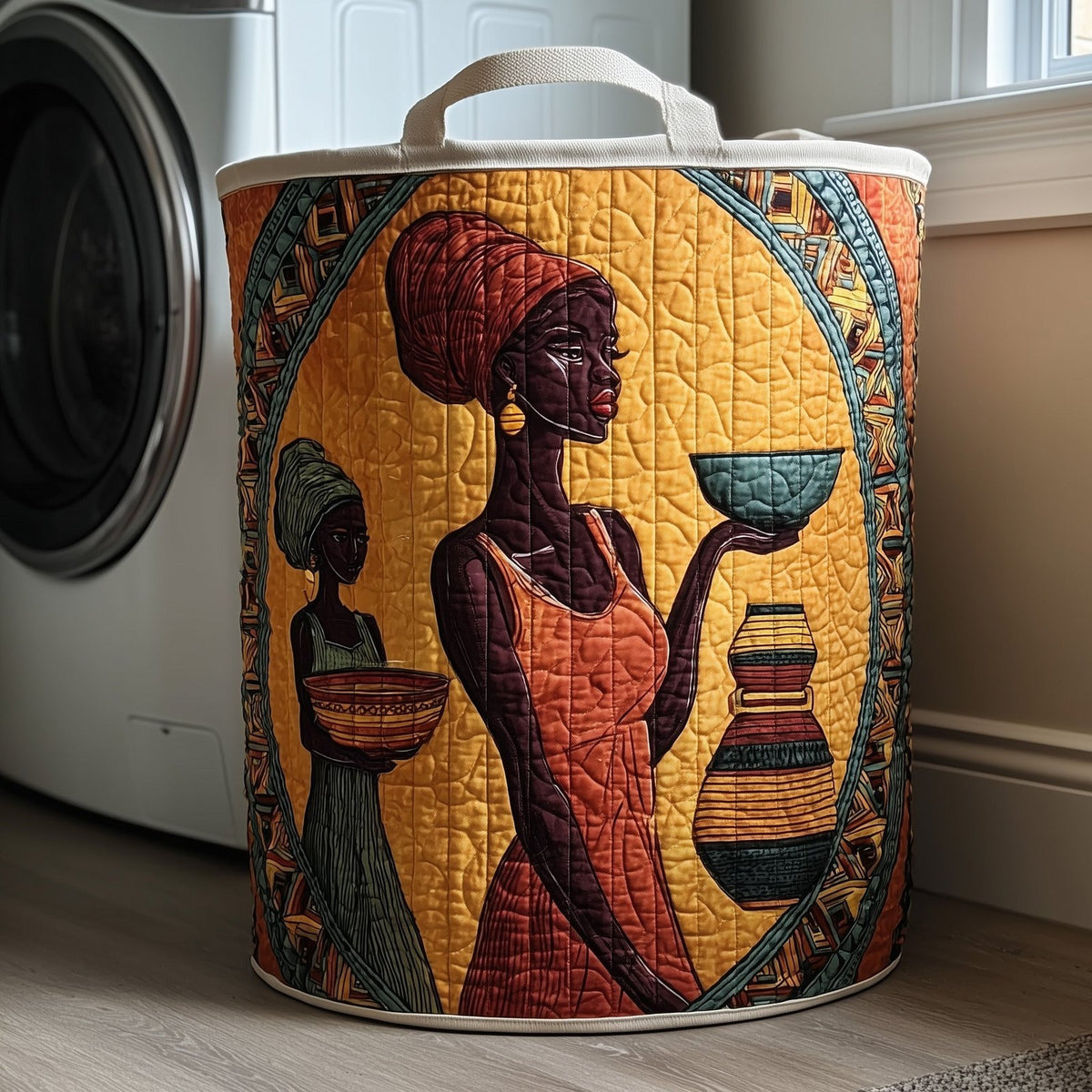 African Sunlight Quilted Laundry Hamper printed laundry hamper