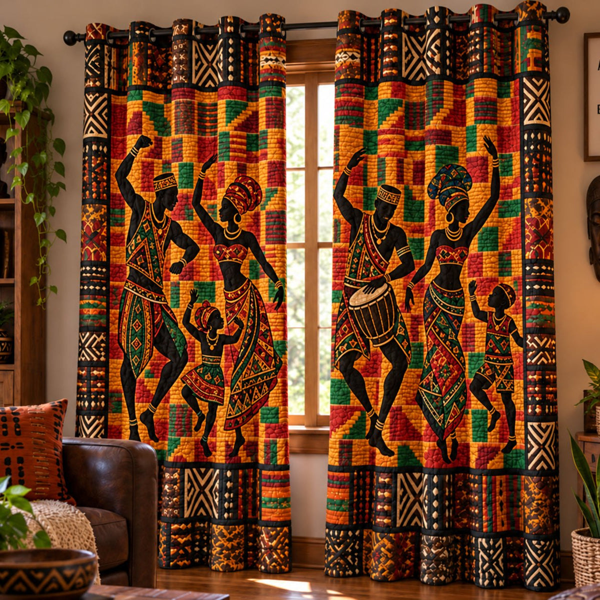 African Village Melody V2 Quilted Door Curtain printed door curtain