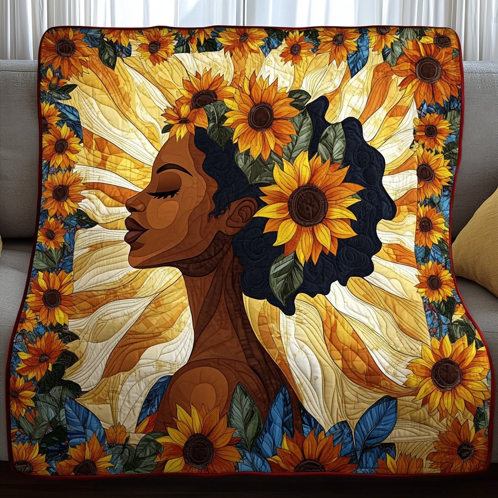 Afro Bloom Quilted Blanket printed blanket