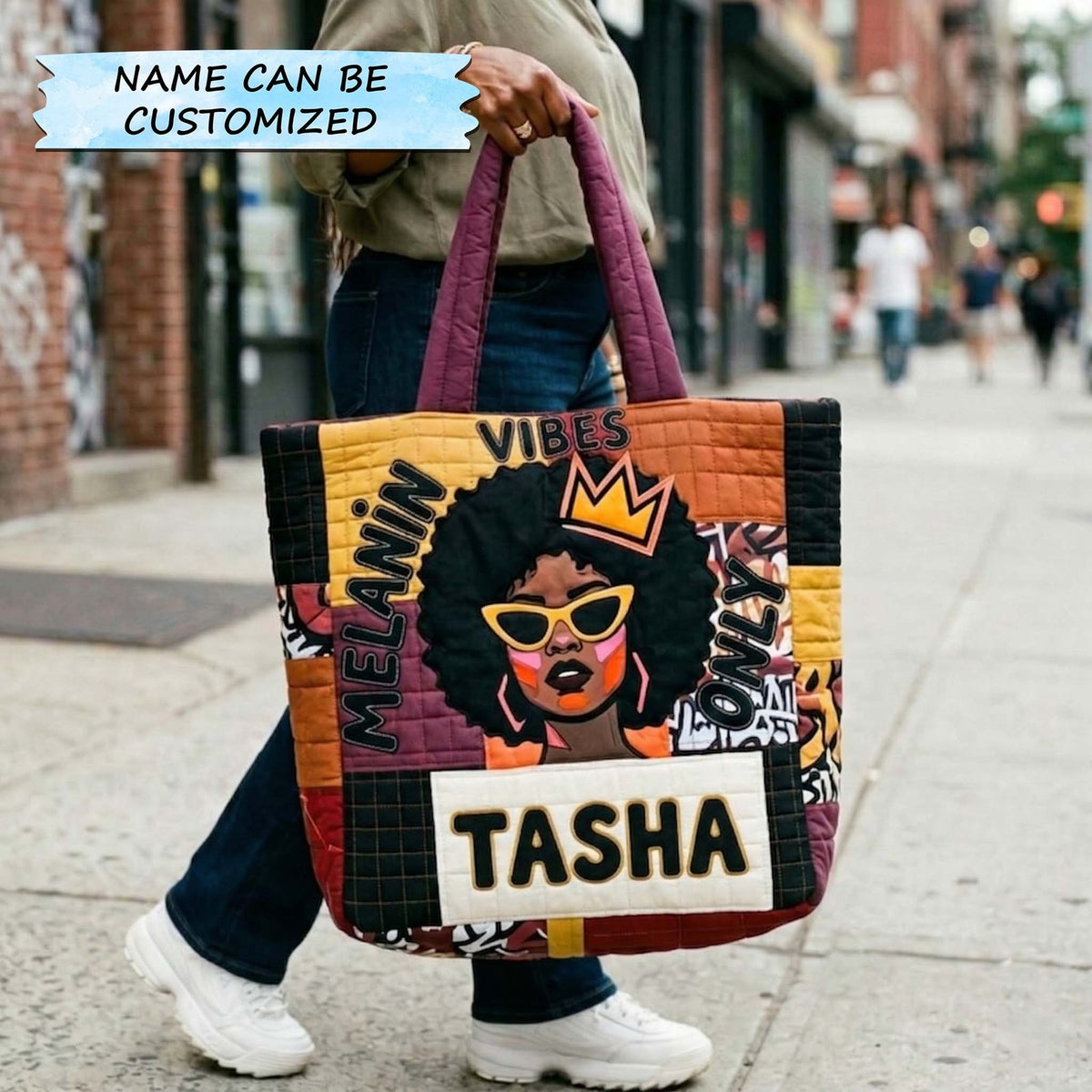 Afro Pride Quilted Tote Bag QTCUZ printed tote bag