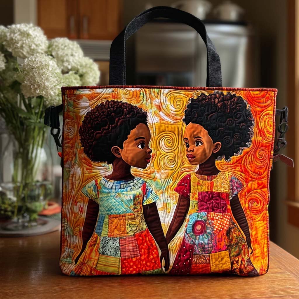 Afro Sunshine Quilted Tote Bag printed tote bag