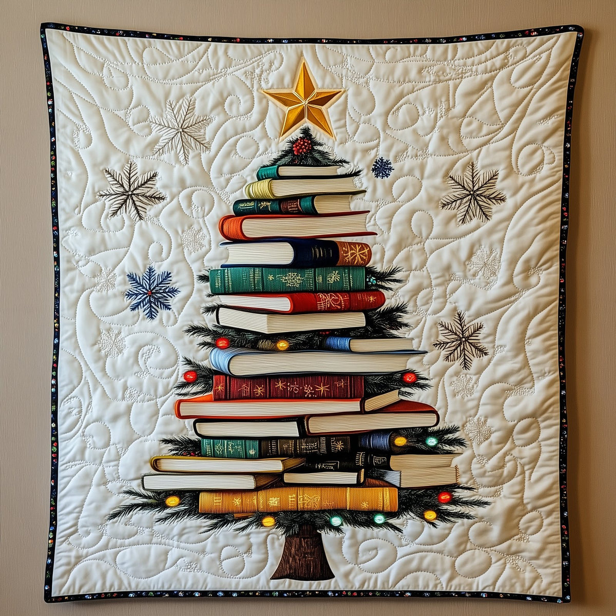 All Booked for Christmas Quilted Blanket printed blanket