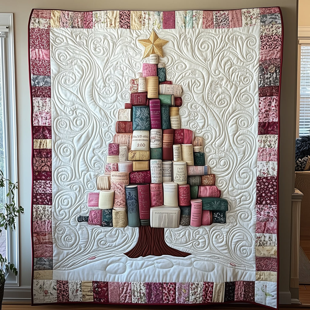 All Booked for Christmas Quilted Blanket printed blanket