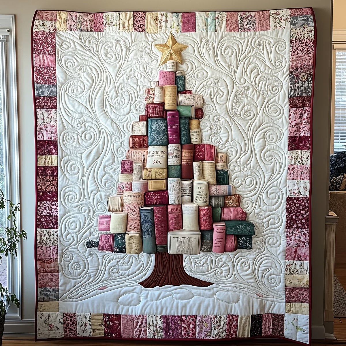 All Booked for Christmas Quilted Blanket printed blanket