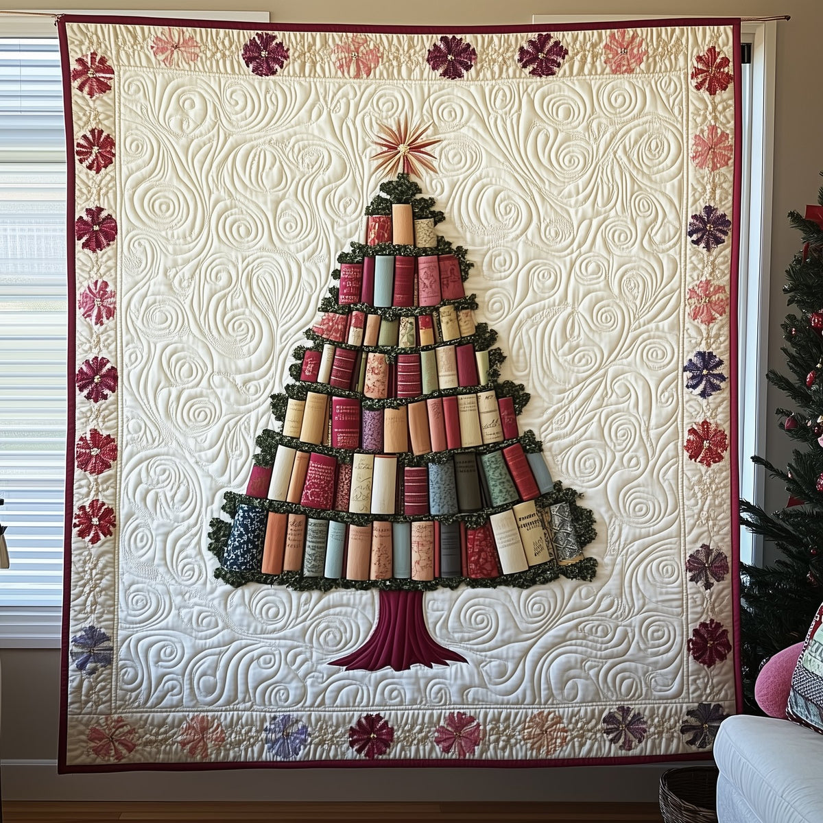 All Booked for Christmas Quilted Blanket printed blanket