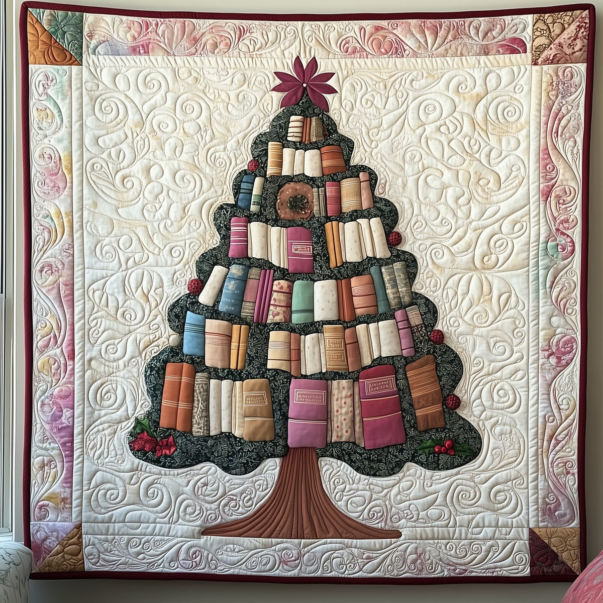 All Booked for Christmas Quilted Blanket printed blanket