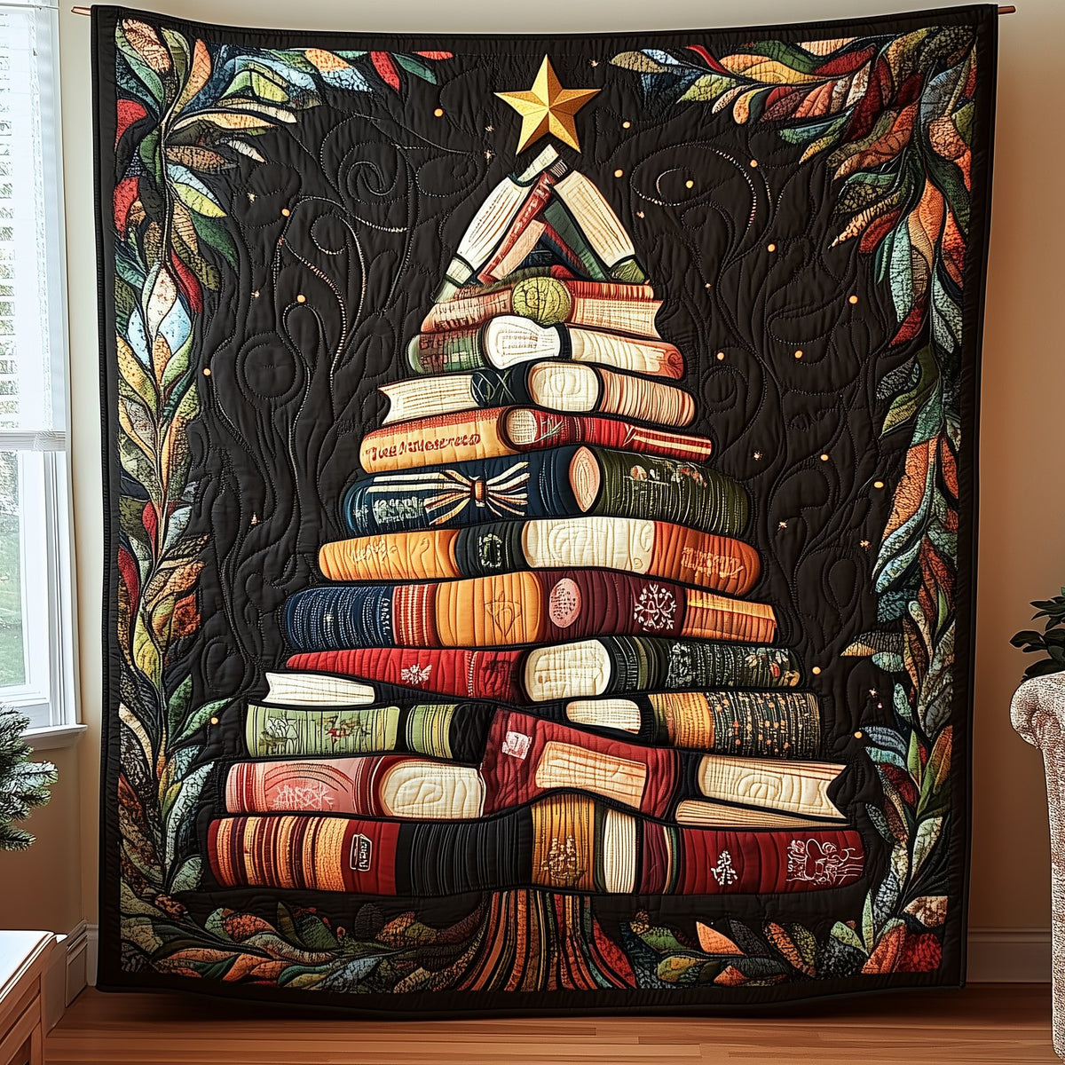 All Booked for Christmas Quilted Blanket printed blanket