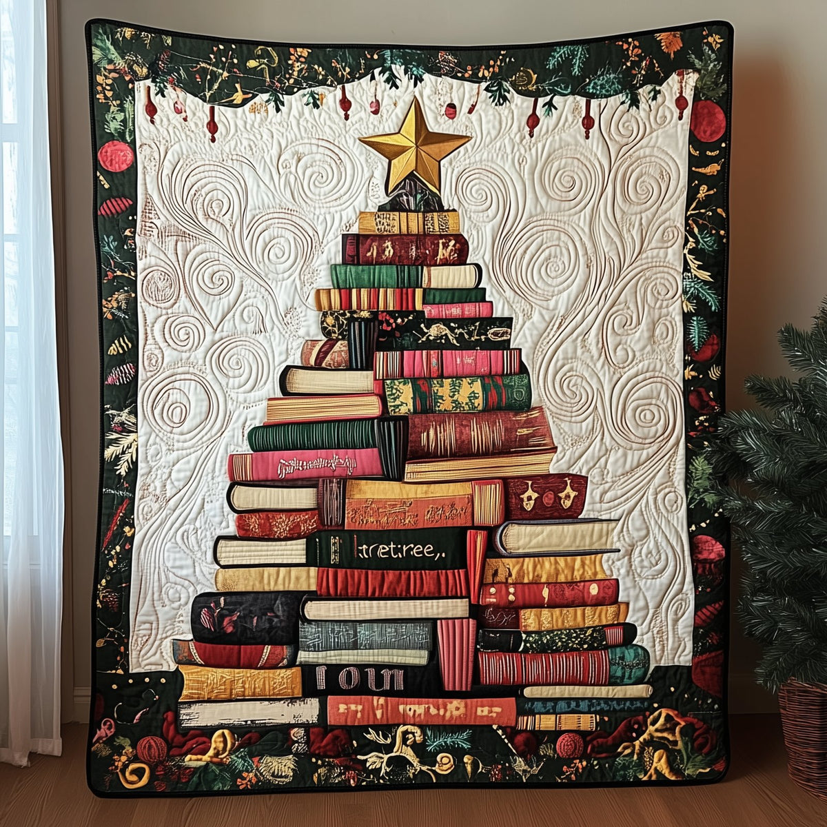 All Booked for Christmas Quilted Blanket printed blanket