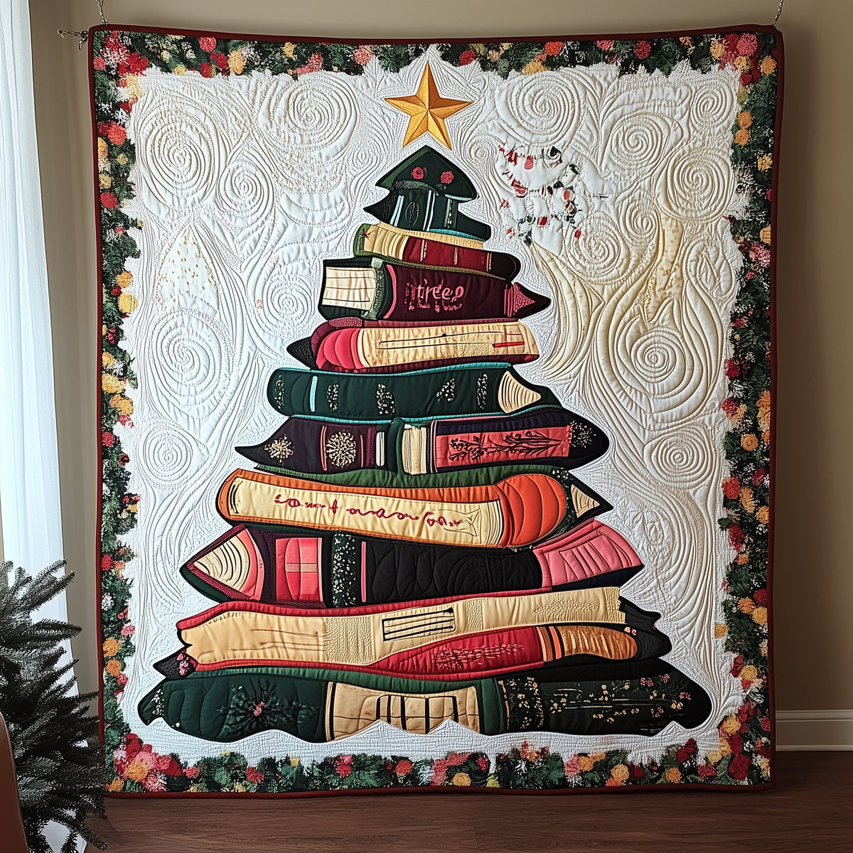 All Booked for Christmas Quilted Blanket printed blanket