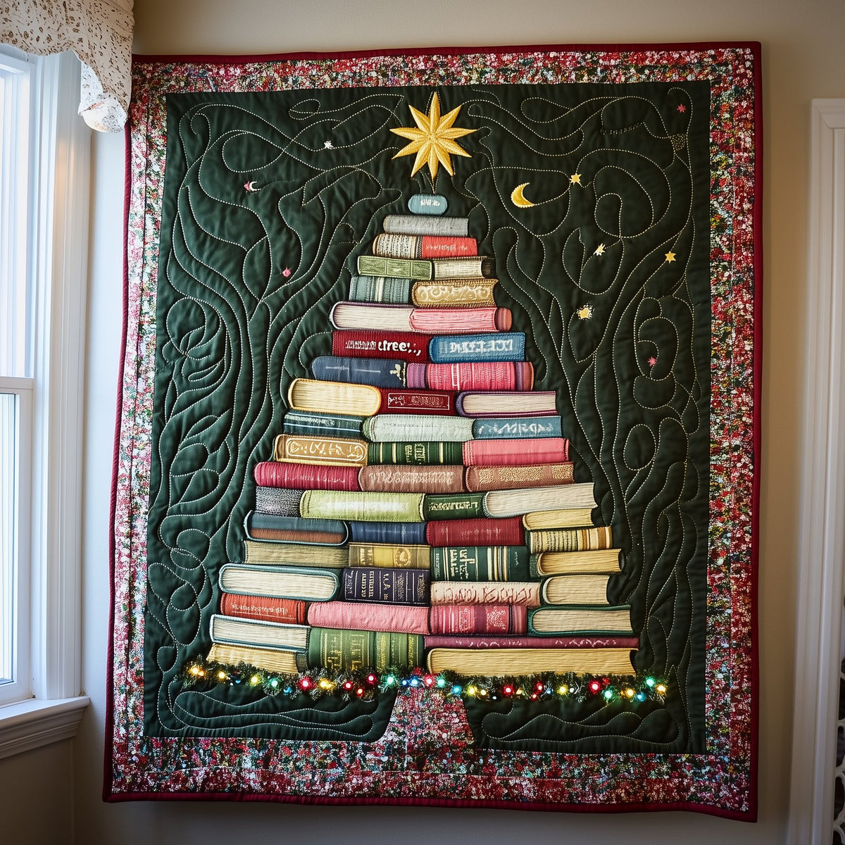 All Booked for Christmas Quilted Blanket printed blanket