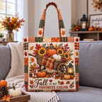 All Fall Things Quilted Tote Bag printed tote bag