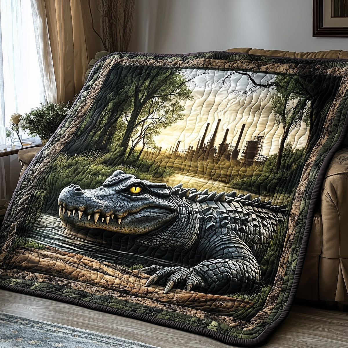 Alligator Quilted Blanket printed blanket