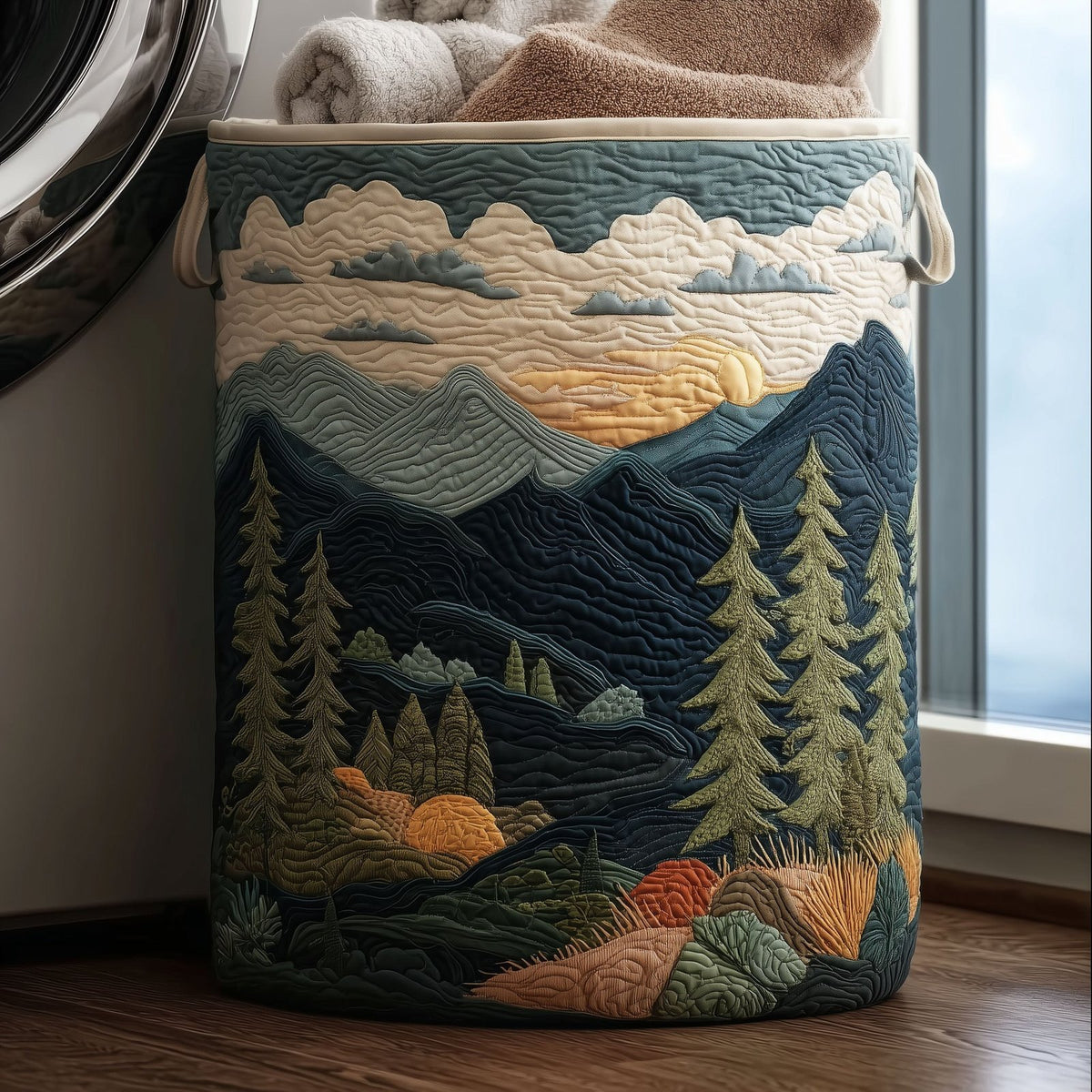 Alpine Glow Quilted Laundry Hamper printed laundry hamper