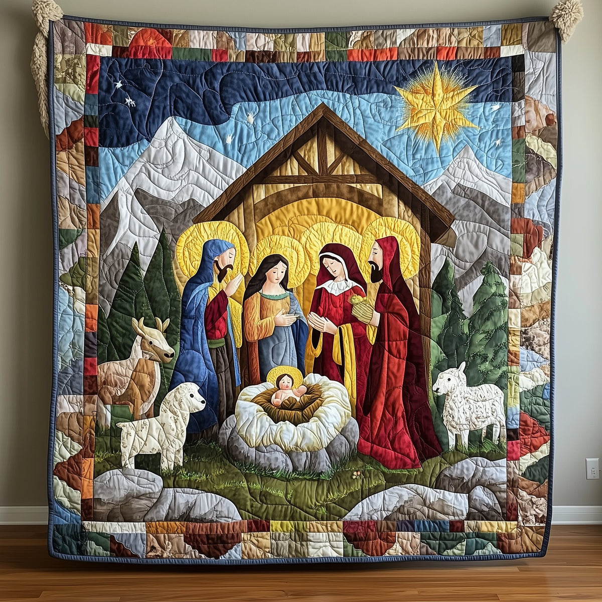 Amazing Grace Nativity Scene Quilted Blanket printed blanket