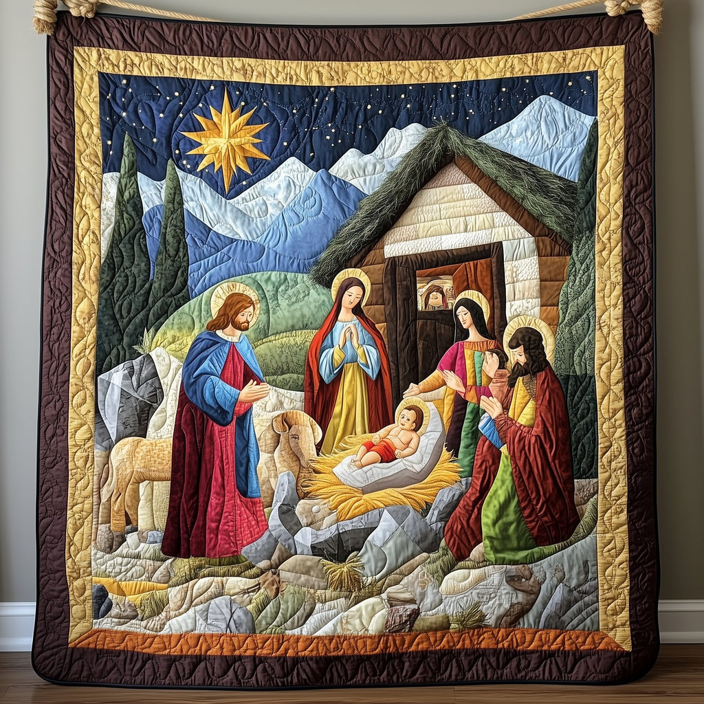 Amazing Grace Nativity Scene Quilted Blanket printed blanket