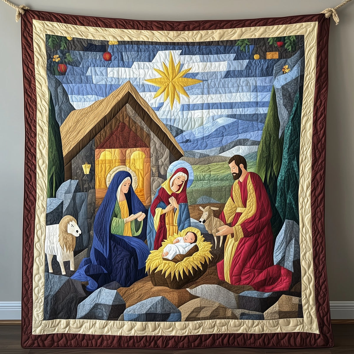 Amazing Grace Nativity Scene Quilted Blanket printed blanket