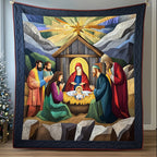 Amazing Grace Nativity Scene Quilted Blanket printed blanket