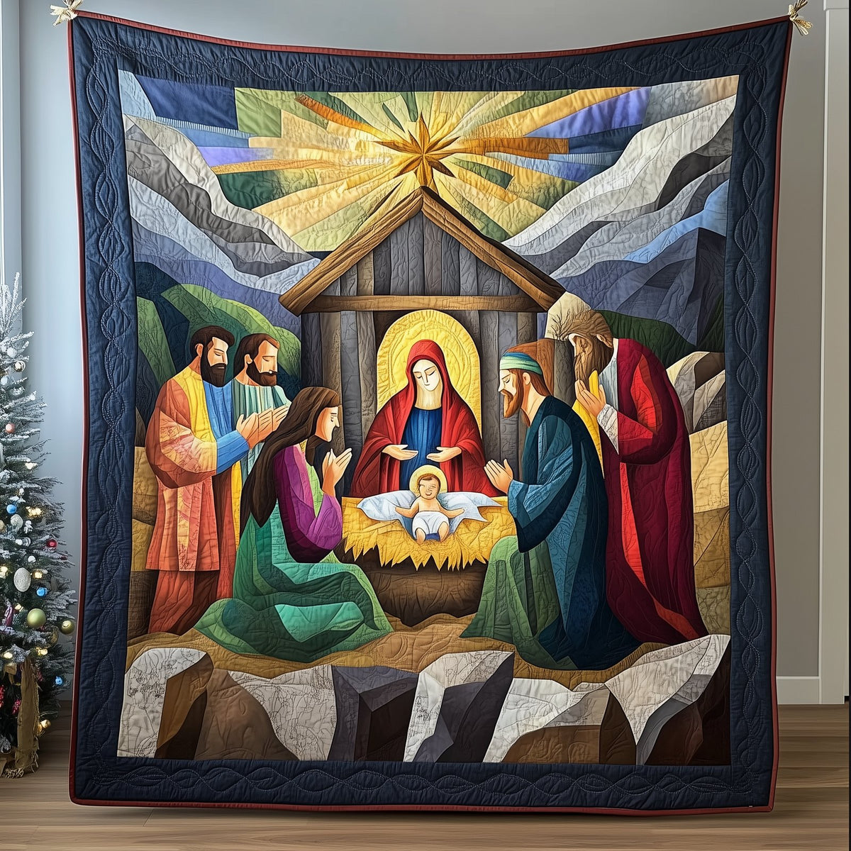 Amazing Grace Nativity Scene Quilted Blanket printed blanket
