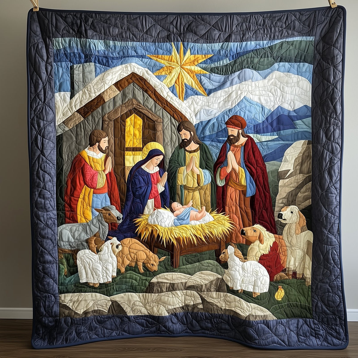 Amazing Grace Nativity Scene Quilted Blanket printed blanket