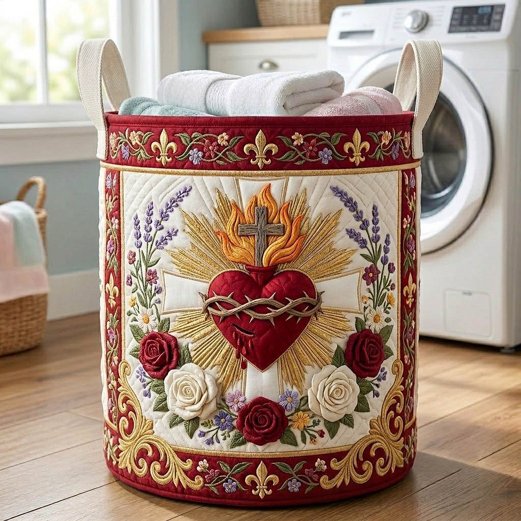 Amazing Grace Quilted Laundry Hamper printed laundry hamper