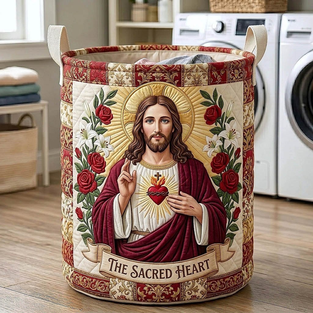 Amazing Grace Quilted Laundry Hamper printed laundry hamper