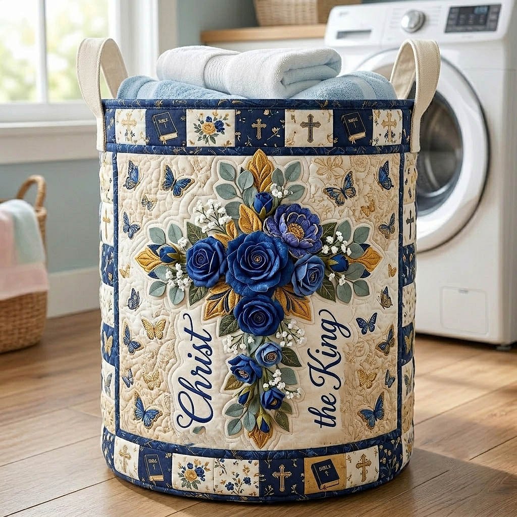 Amazing Grace Quilted Laundry Hamper printed laundry hamper