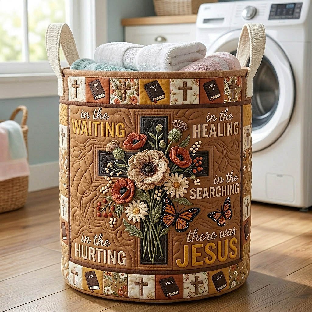 Amazing Grace Quilted Laundry Hamper printed laundry hamper