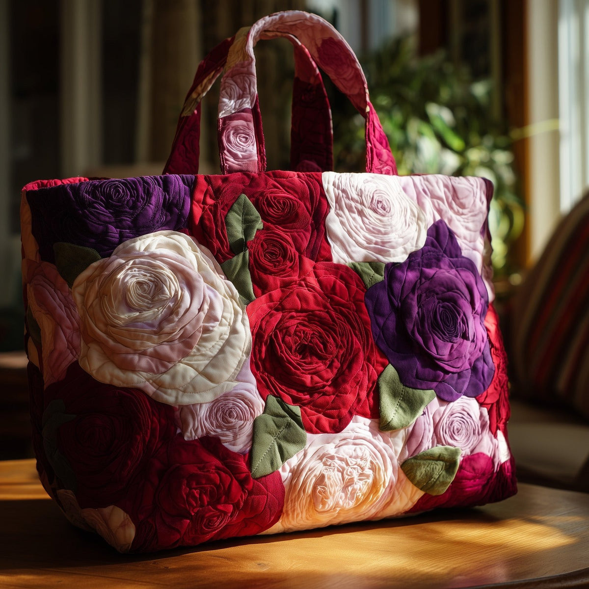 Amazing Roses Quilted Tote Bag printed tote bag